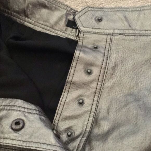 Bloggers Zara Leather Metallic Silver Aged Effect Skirt - Picture 9 of 11